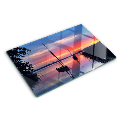 Tagliere in vetro Tramonto sul lago