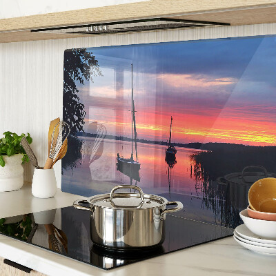 Tagliere in vetro Tramonto sul lago