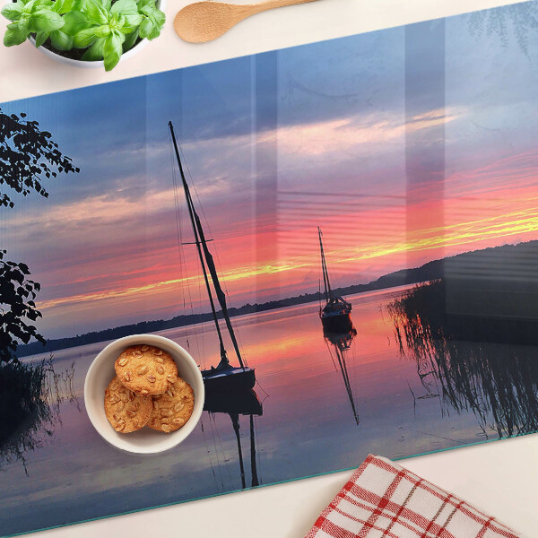 Tagliere in vetro Tramonto sul lago