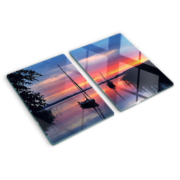 Tagliere in vetro Tramonto sul lago