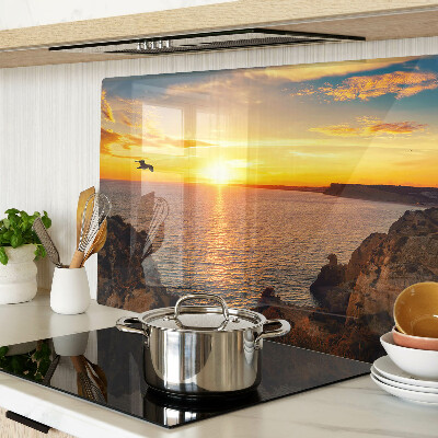 Tagliere in vetro temperato con stampa «Tramonto sul mare»
