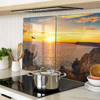 Tagliere in vetro temperato con stampa «Tramonto sul mare»