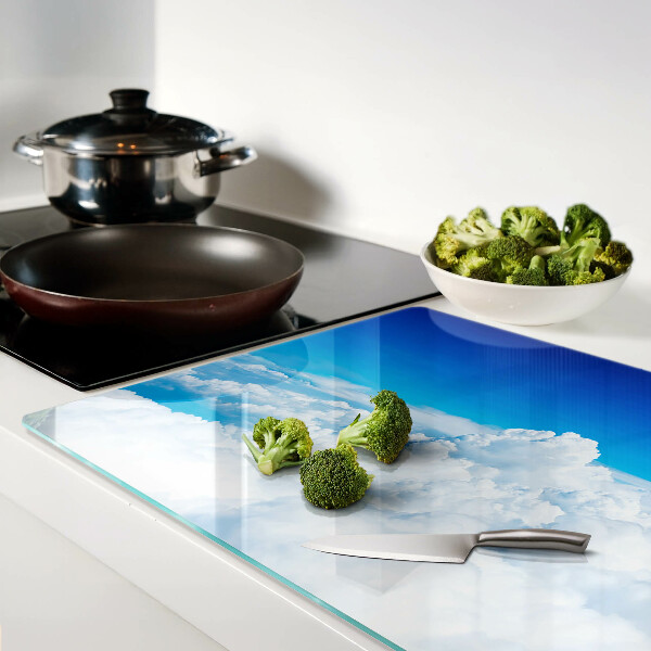 Tagliere in vetro con motivo cielo e nuvole