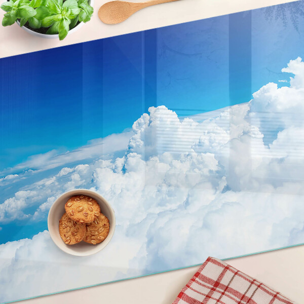 Tagliere in vetro con motivo cielo e nuvole