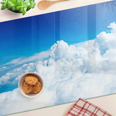 Tagliere in vetro con motivo cielo e nuvole