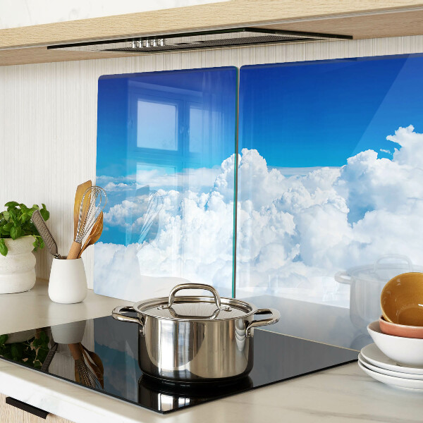 Tagliere in vetro con motivo cielo e nuvole