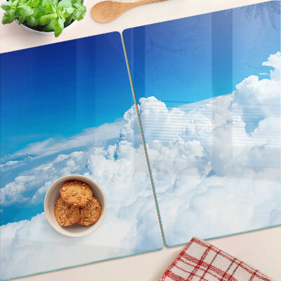 Tagliere in vetro con motivo cielo e nuvole