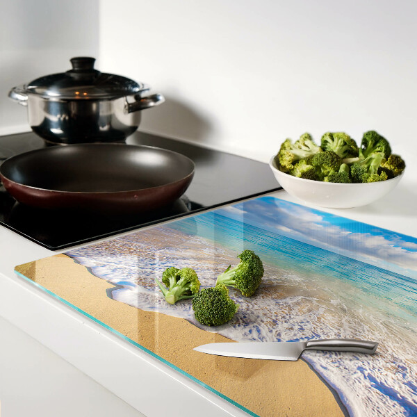 Tagliere in vetro temperato Spiaggia con onde e nuvole