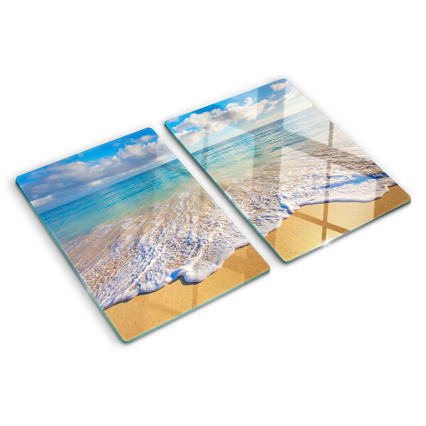 Tagliere in vetro temperato Spiaggia con onde e nuvole