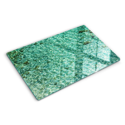 Tagliere in vetro con motivo acqua a effetto piscina