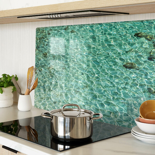 Tagliere in vetro con motivo acqua a effetto piscina