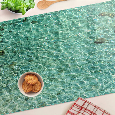 Tagliere in vetro con motivo acqua a effetto piscina