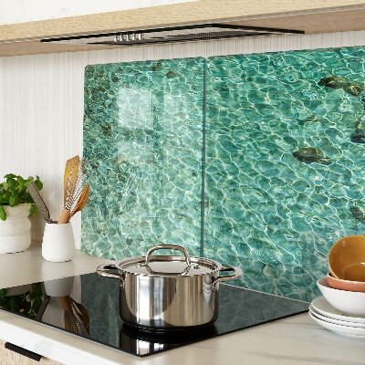 Tagliere in vetro con motivo acqua a effetto piscina