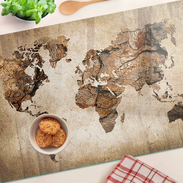 Tagliere in vetro Mappa del mondo in stile vintage