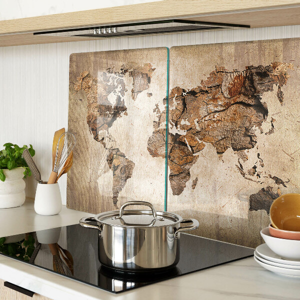 Tagliere in vetro con stampa a mappa del mondo in stile vintage