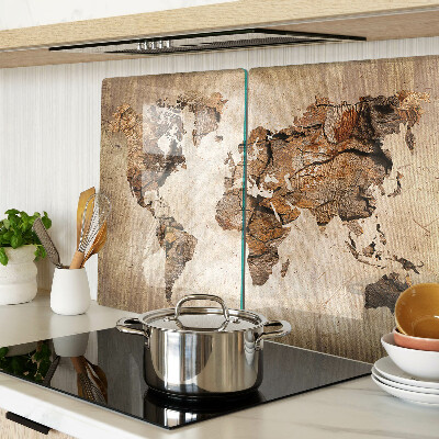 Tagliere in vetro con stampa a mappa del mondo in stile vintage