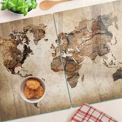 Tagliere in vetro Mappa del mondo in stile vintage