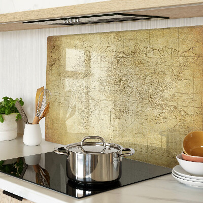 Tagliere in vetro temperato con stampa della vecchia mappa del mondo