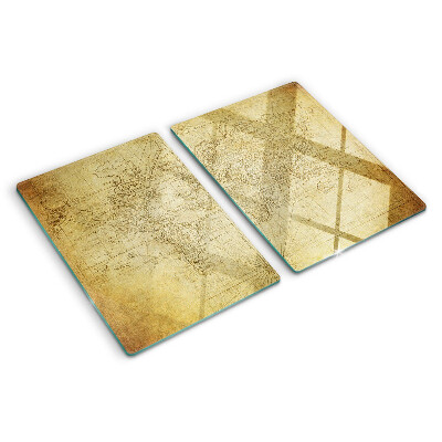 Tagliere in vetro temperato con stampa della vecchia mappa del mondo
