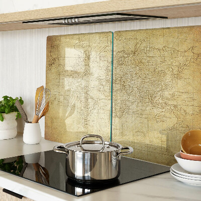 Tagliere in vetro temperato con stampa della vecchia mappa del mondo
