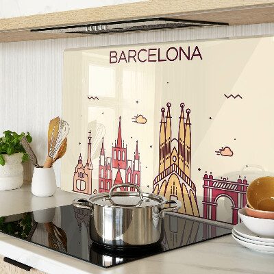 Tagliere in vetro temperato con stampa raffigurante Barcellona e la sua architettura