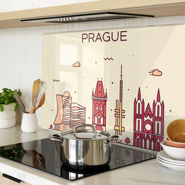 Tagliere in vetro con stampa della vista della città di Praga