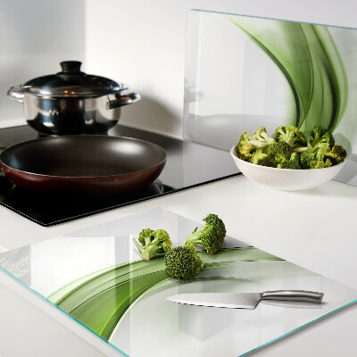 Tagliere in vetro temperato con motivo ad onde verdi