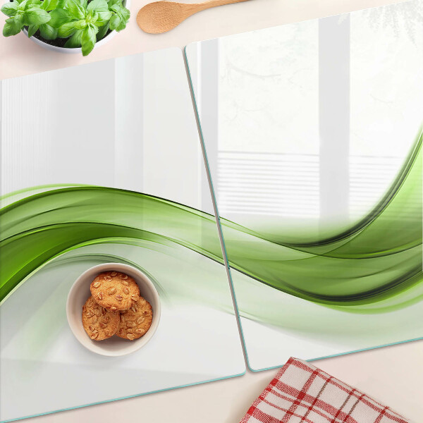 Tagliere in vetro temperato con motivo ad onde verdi