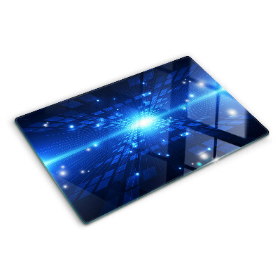 Tagliere in vetro con motivo tecnologico nei toni del blu