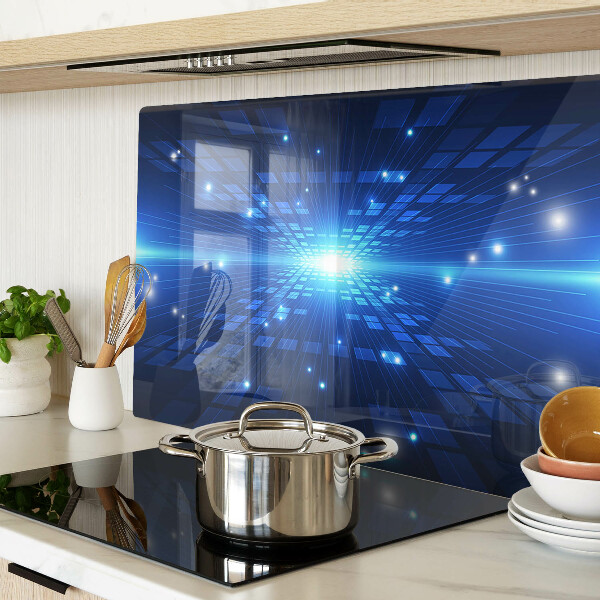 Tagliere in vetro con motivo tecnologico nei toni del blu