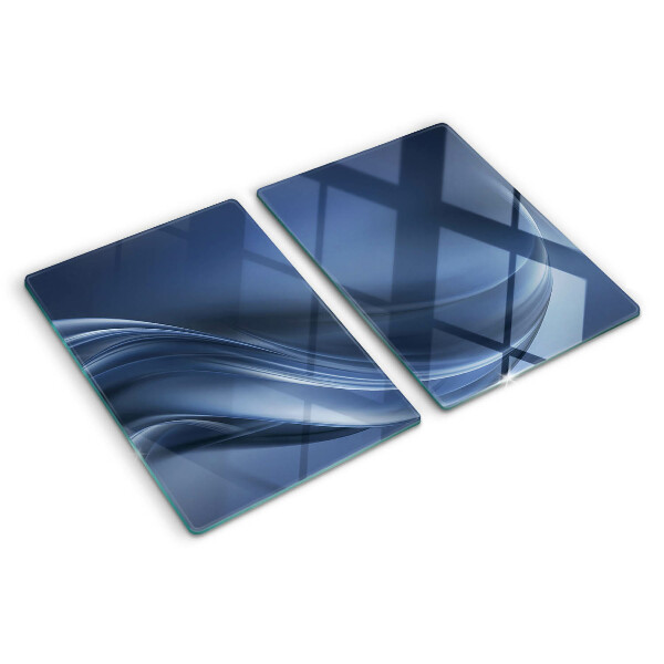 Tagliere in vetro con motivo a onde nei toni del blu