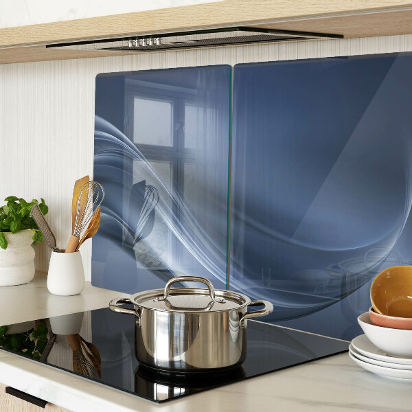 Tagliere in vetro con motivo a onde nei toni del blu