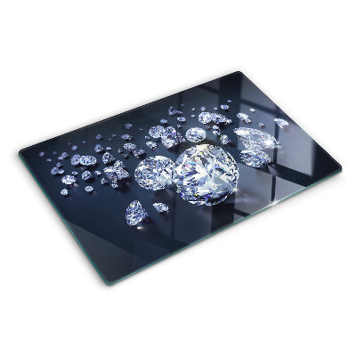 Tagliere in vetro temperato con motivo a cristalli e diamanti