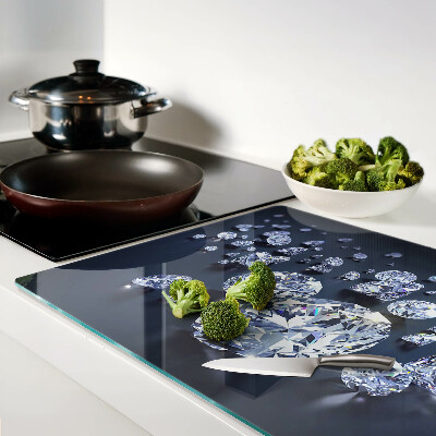 Tagliere in vetro temperato con motivo a cristalli e diamanti