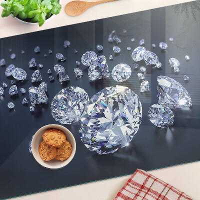 Tagliere in vetro temperato con motivo a cristalli e diamanti