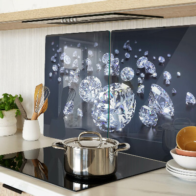 Tagliere in vetro temperato con motivo a cristalli e diamanti