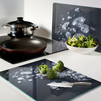 Tagliere in vetro temperato con motivo a cristalli e diamanti