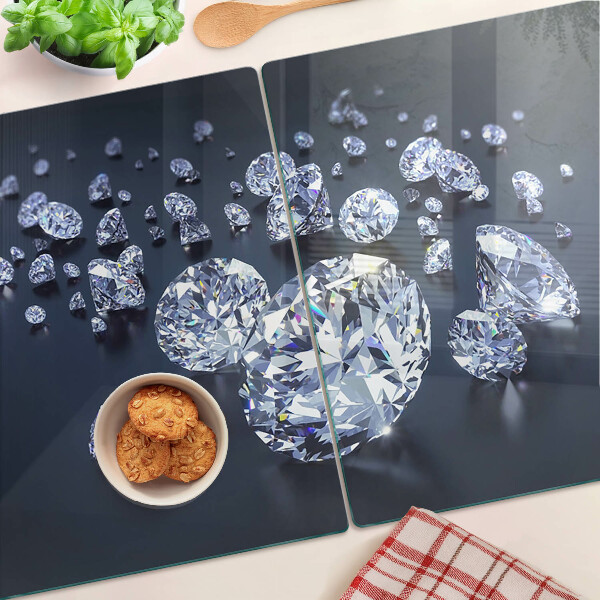 Tagliere in vetro temperato con motivo a cristalli e diamanti