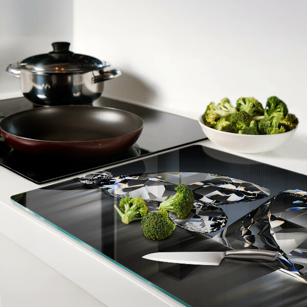 Tagliere in vetro temperato con motivo a diamanti su sfondo nero