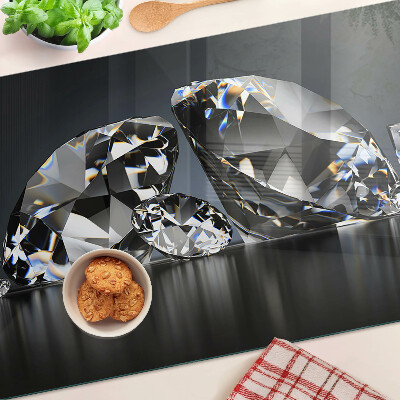 Tagliere in vetro temperato con motivo a diamanti su sfondo nero