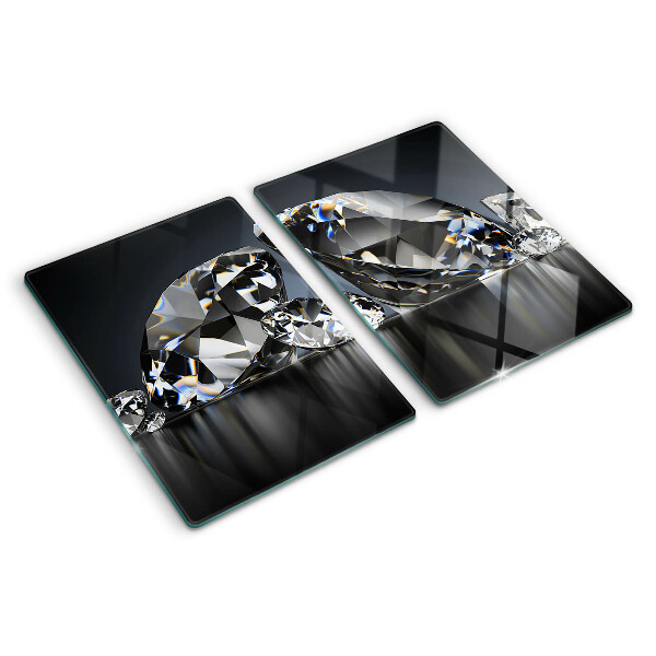 Tagliere in vetro temperato con motivo a diamanti su sfondo nero