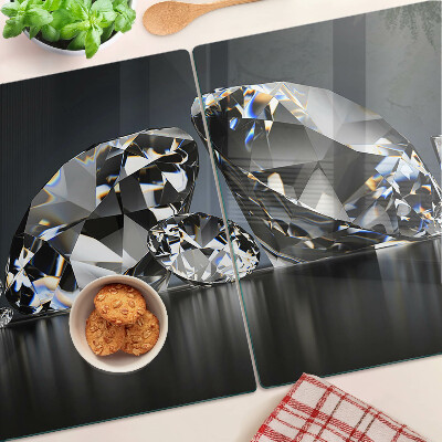 Tagliere in vetro temperato con motivo a diamanti su sfondo nero