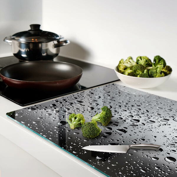 Tagliere in vetro temperato con motivo a gocce d'acqua