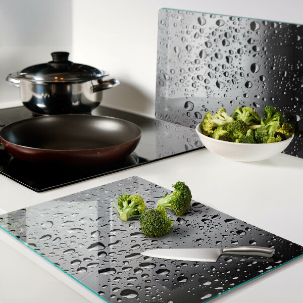 Tagliere in vetro temperato con motivo a gocce d'acqua