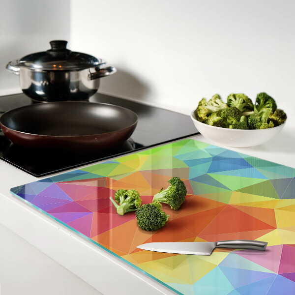 Tagliere in vetro con motivo a triangoli colorati