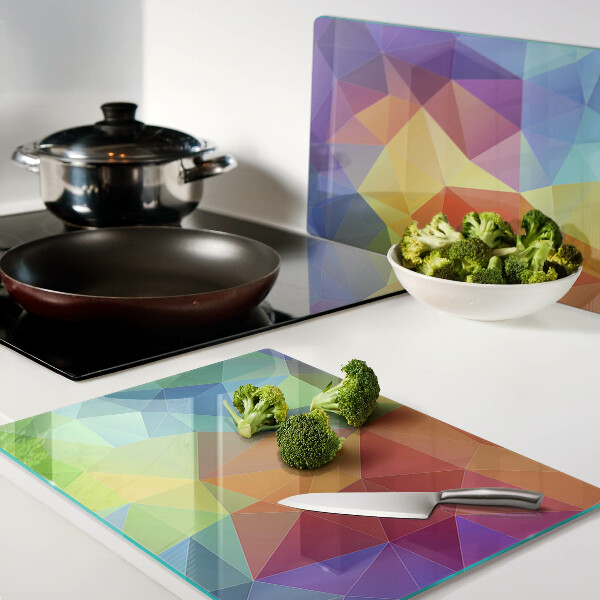 Tagliere in vetro con motivo a triangoli colorati