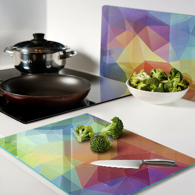 Tagliere in vetro con motivo a triangoli colorati