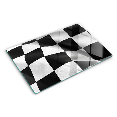 Tagliere in vetro temperato con motivo a scacchiera bianco e nero