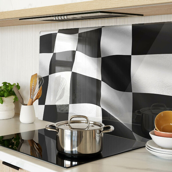 Tagliere in vetro temperato con motivo a scacchiera bianco e nero