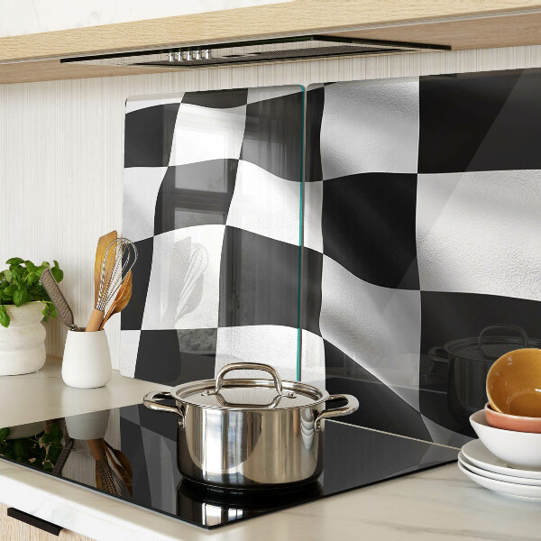 Tagliere in vetro temperato con motivo a scacchiera bianco e nero